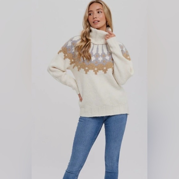 Banana Republic Alpaca Blend Fair Isle Turtleneck Sweater – Size M ($200 Retail) - Picture 3 of 6